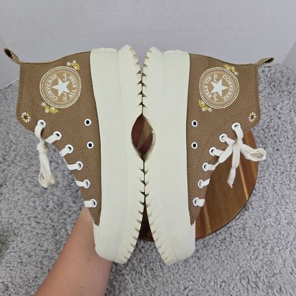 Converse CTAS Lugged Hi 2.0 Autumn Embroidery Sand Dune Platform Sneaker Women 8 - Picture 8 of 13